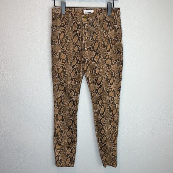 New FRAME High-Rise Snake-Effect Jeans Size 27 - Picture 2 of 16